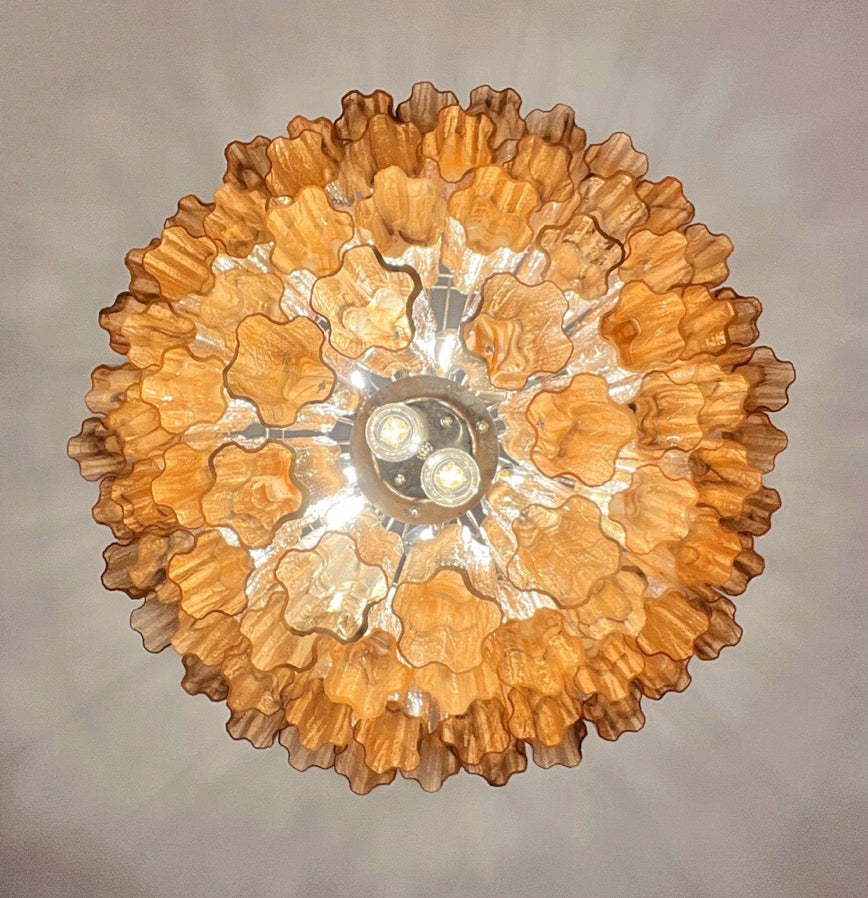 Murano Lysekrone – 80 Gule Alabaster Sorte Glassrør – detalj 1 – Murano Classics