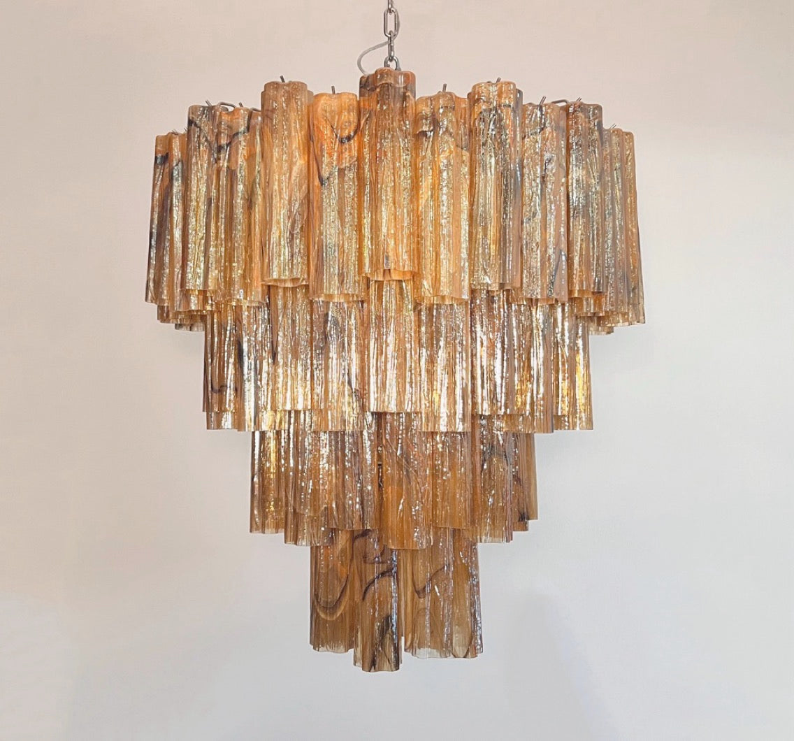 Murano Lysekrone – 80 Gule Alabaster Sorte Glassrør – detalj 11 – Murano Classics