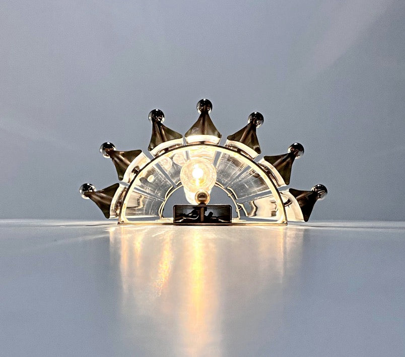 Murano Vegglampe – 7 Klare Røykfargede Prismeglass – 2 stk – detalj 1 – Murano Classics
