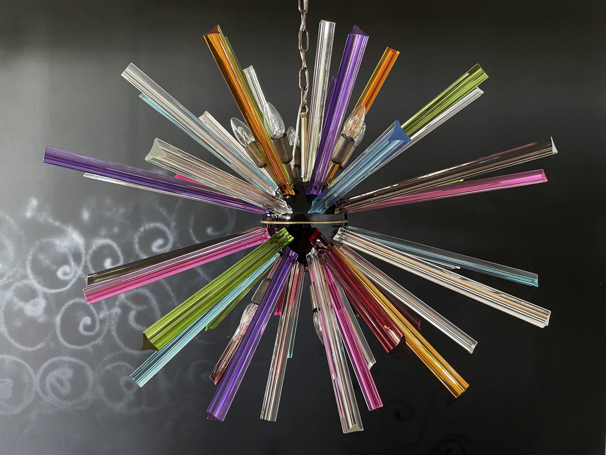 Murano Lysekrone – 50 Multifarge Sputnik – detalj 10 – Murano Classics