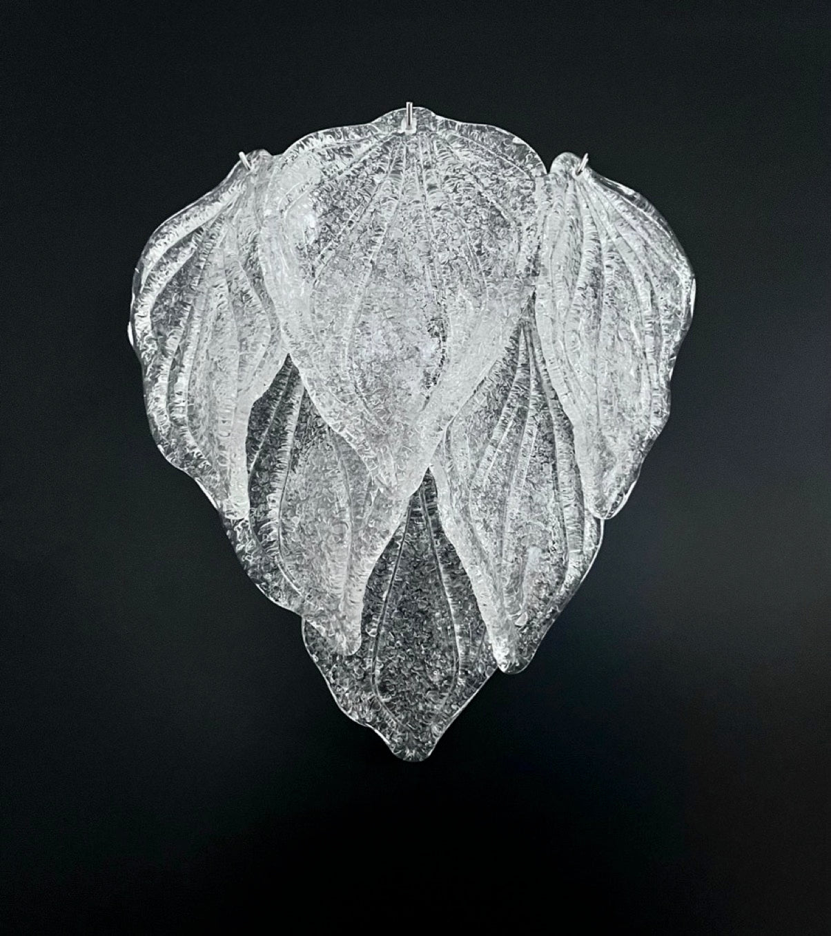 Pair of Vintage Italian Murano wall lights – 6 “fiammette” clear grit glass