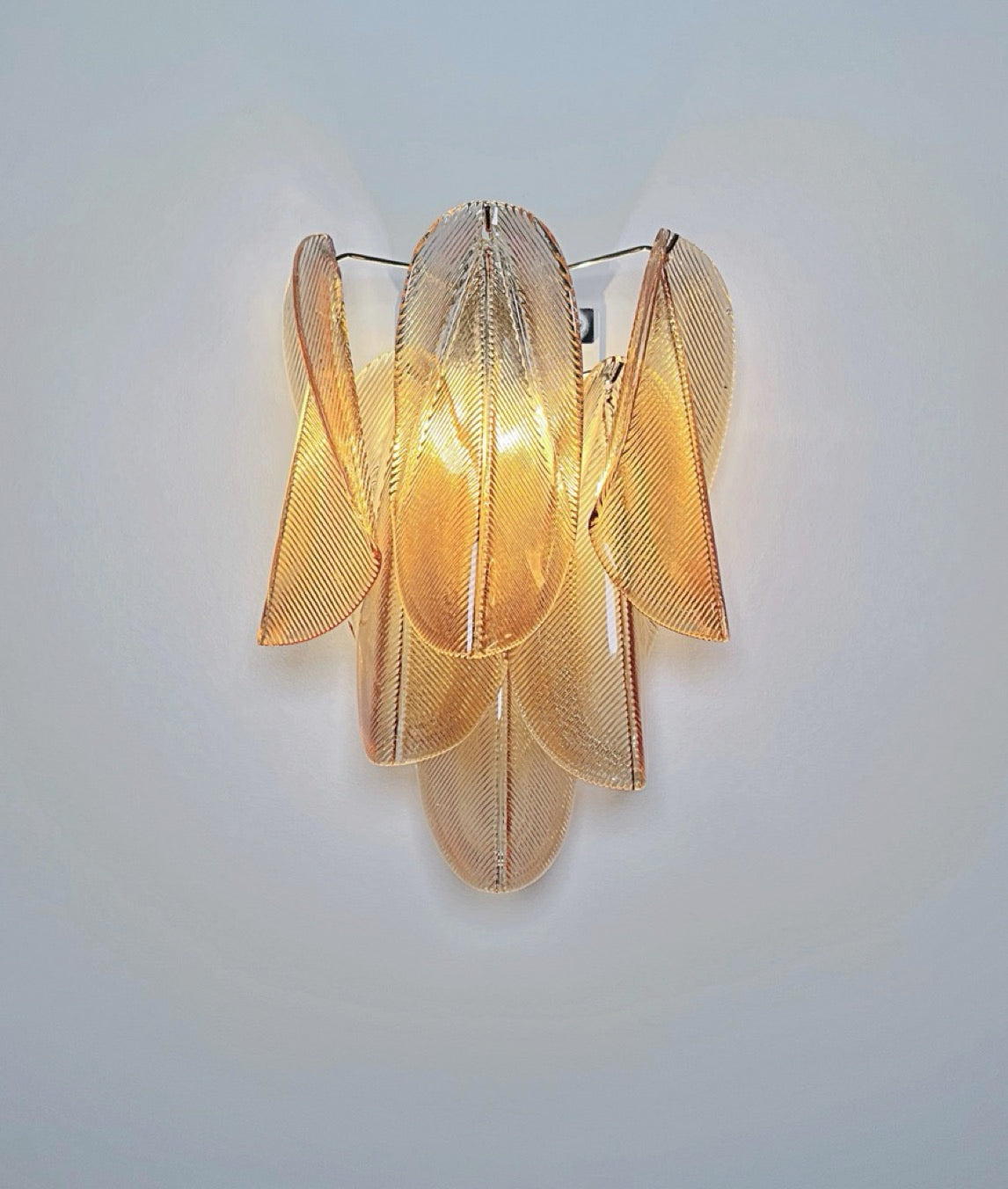 Pair of Vintage Italian Murano wall lights – 12 “rondini” amber glass
