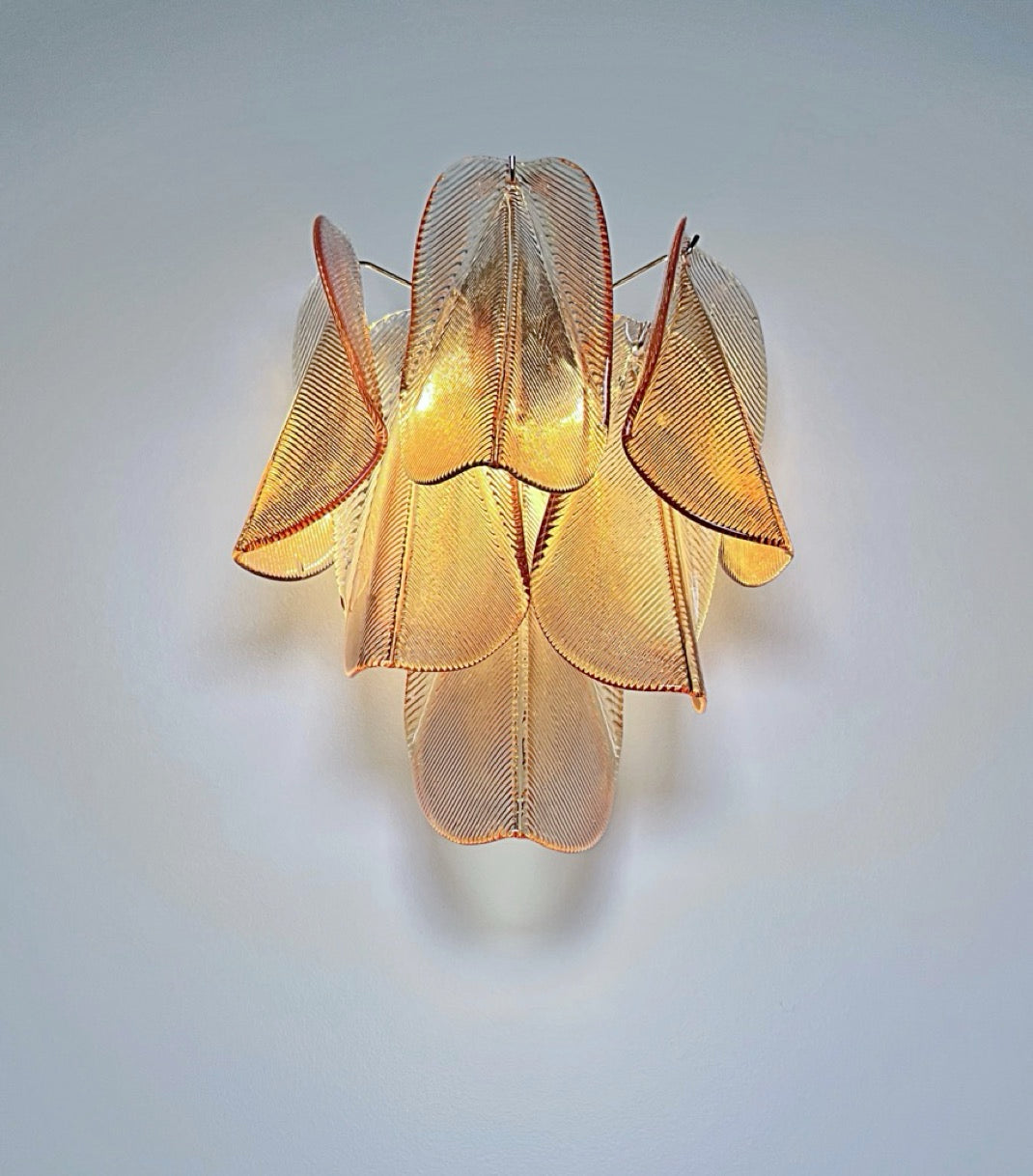 Pair of Vintage Italian Murano wall lights – 12 “rondini” amber glass