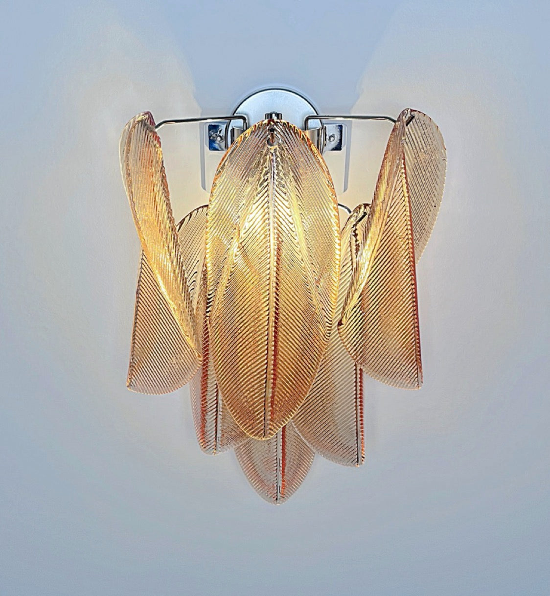 Pair of Vintage Italian Murano wall lights – 12 “rondini” amber glass