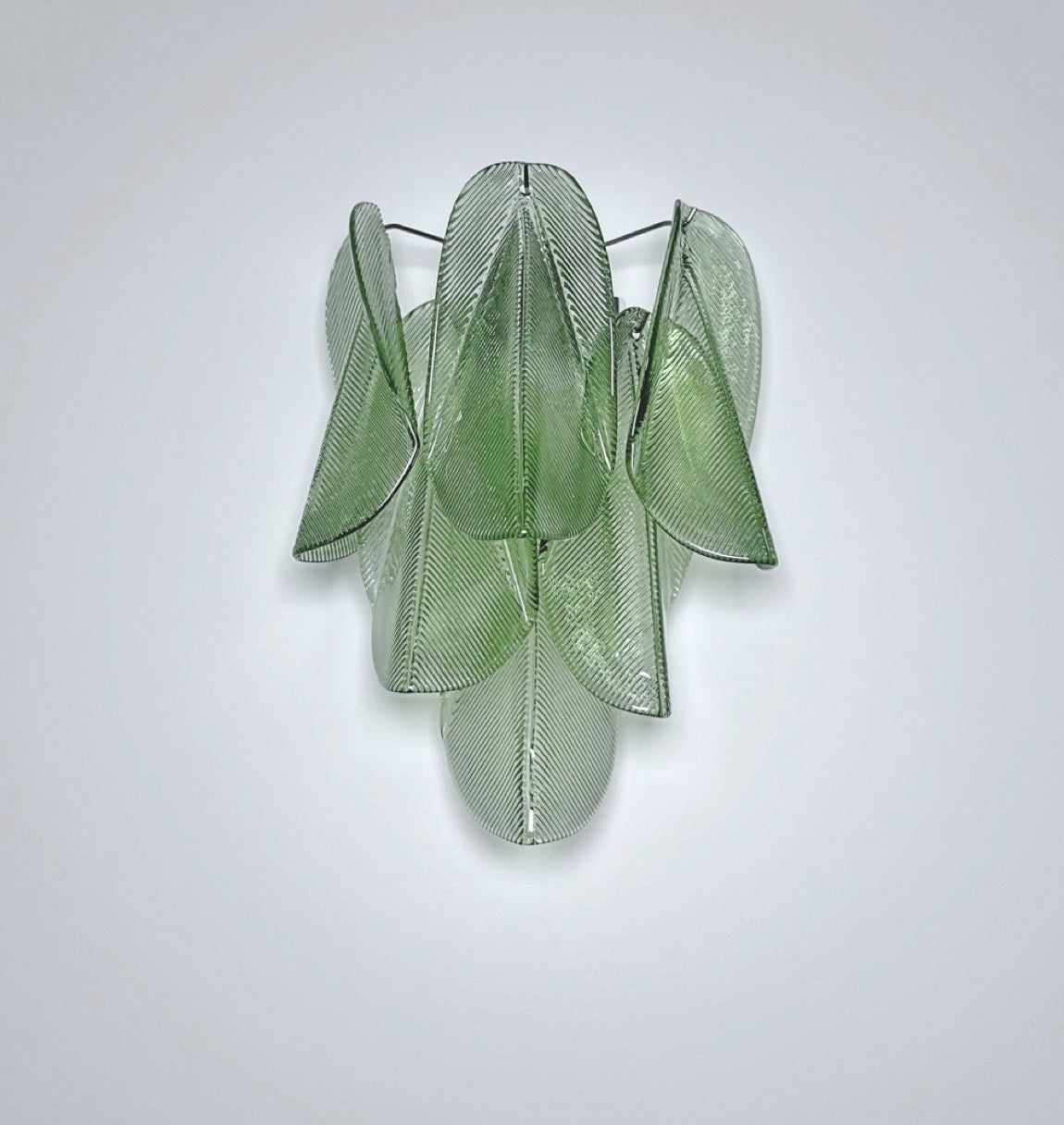 Pair of Vintage Italian Murano wall lights – 12 “rondini” green glass