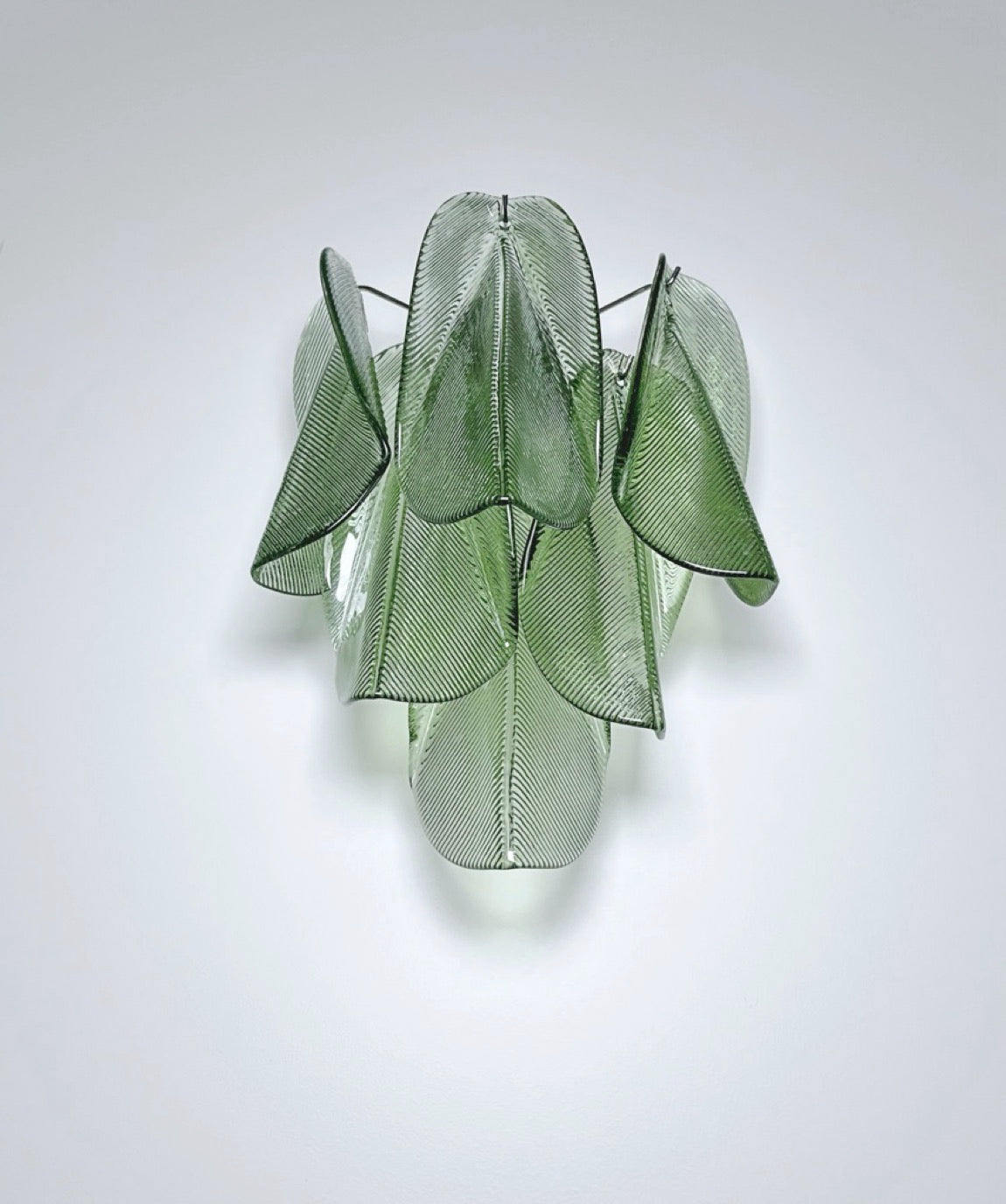 Pair of Vintage Italian Murano wall lights – 12 “rondini” green glass