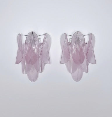Pair of Vintage Italian Murano wall lights – 12 “rondini” pink glass