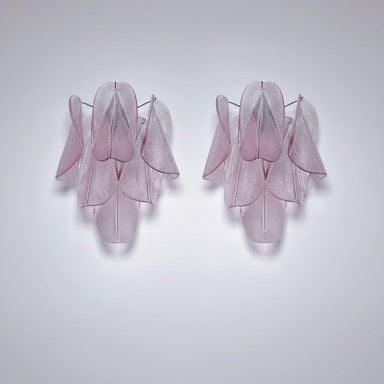 Pair of Vintage Italian Murano wall lights – 12 “rondini” pink glass