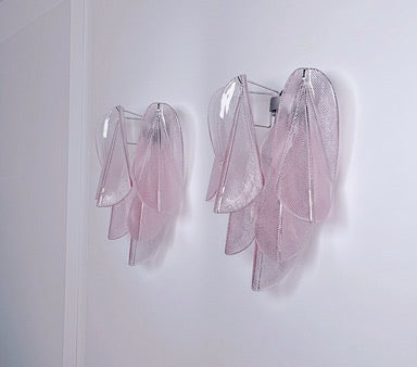 Pair of Vintage Italian Murano wall lights – 12 “rondini” pink glass