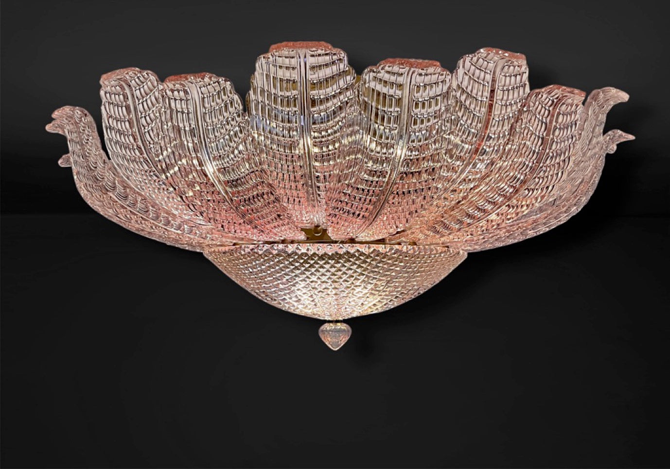 Rare Flower Ceiling Lamp – Murano Art Glass – pink glasses