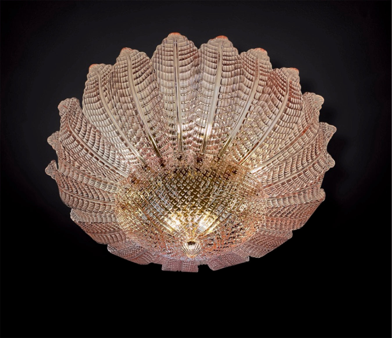 Rare Flower Ceiling Lamp – Murano Art Glass – pink glasses