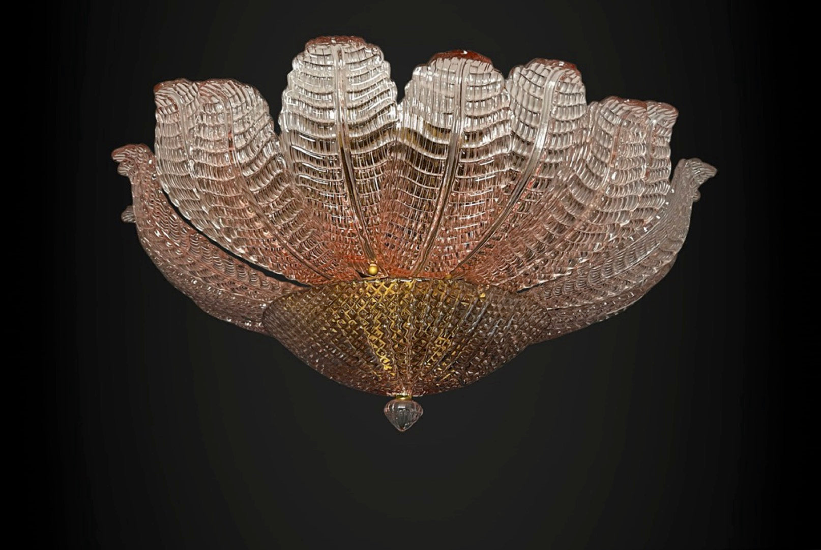 Rare Flower Ceiling Lamp – Murano Art Glass – pink glasses