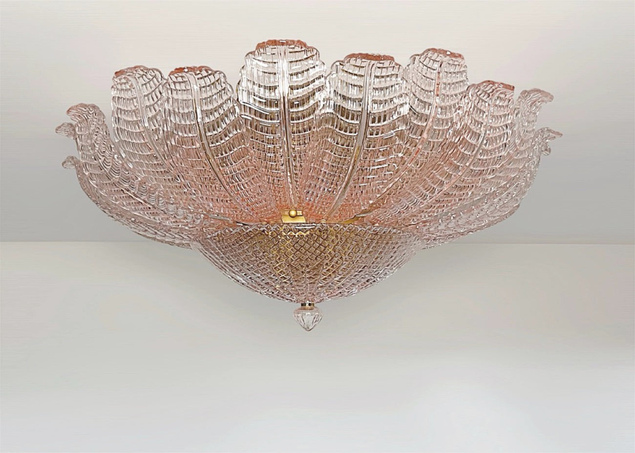 Rare Flower Ceiling Lamp – Murano Art Glass – pink glasses