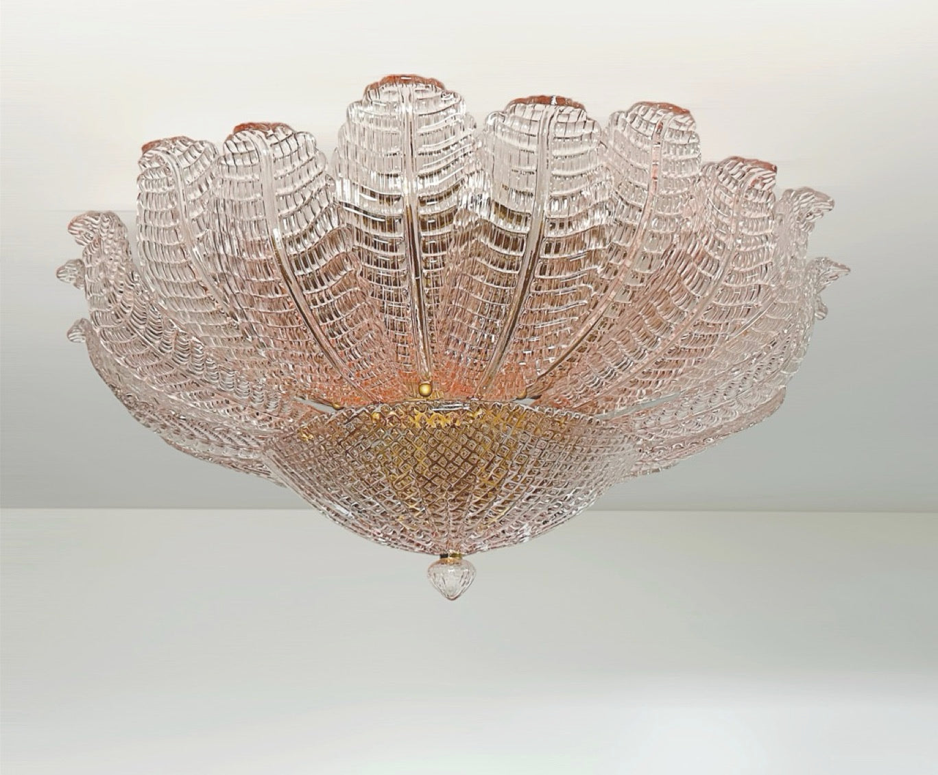 Rare Flower Ceiling Lamp – Murano Art Glass – pink glasses
