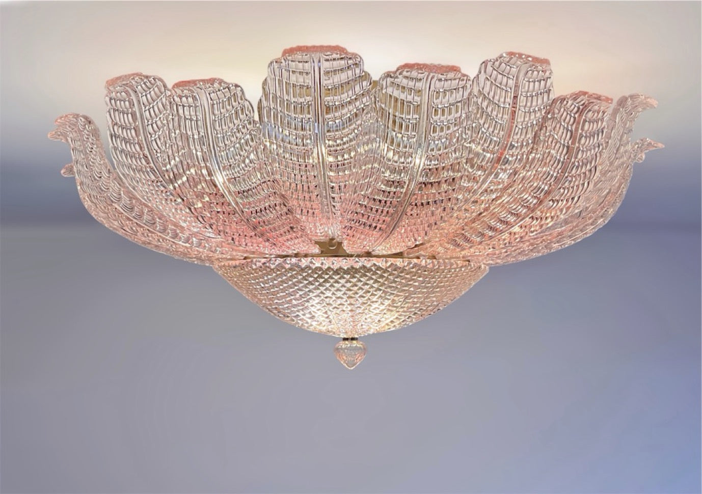 Rare Flower Ceiling Lamp – Murano Art Glass – pink glasses