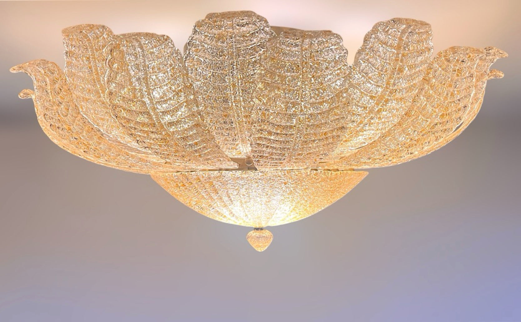 Flower Ceiling Lamp – Murano Art Glass – golden powder