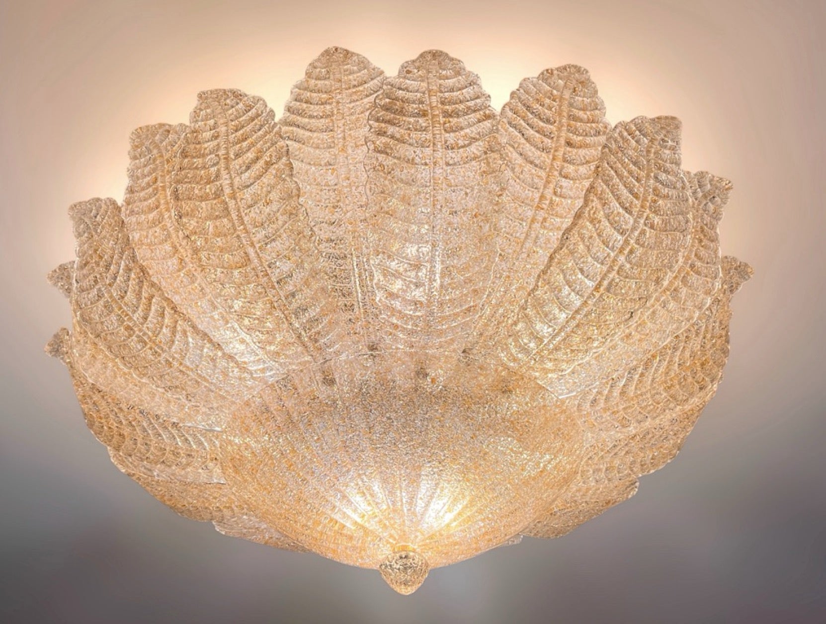 Flower Ceiling Lamp – Murano Art Glass – golden powder