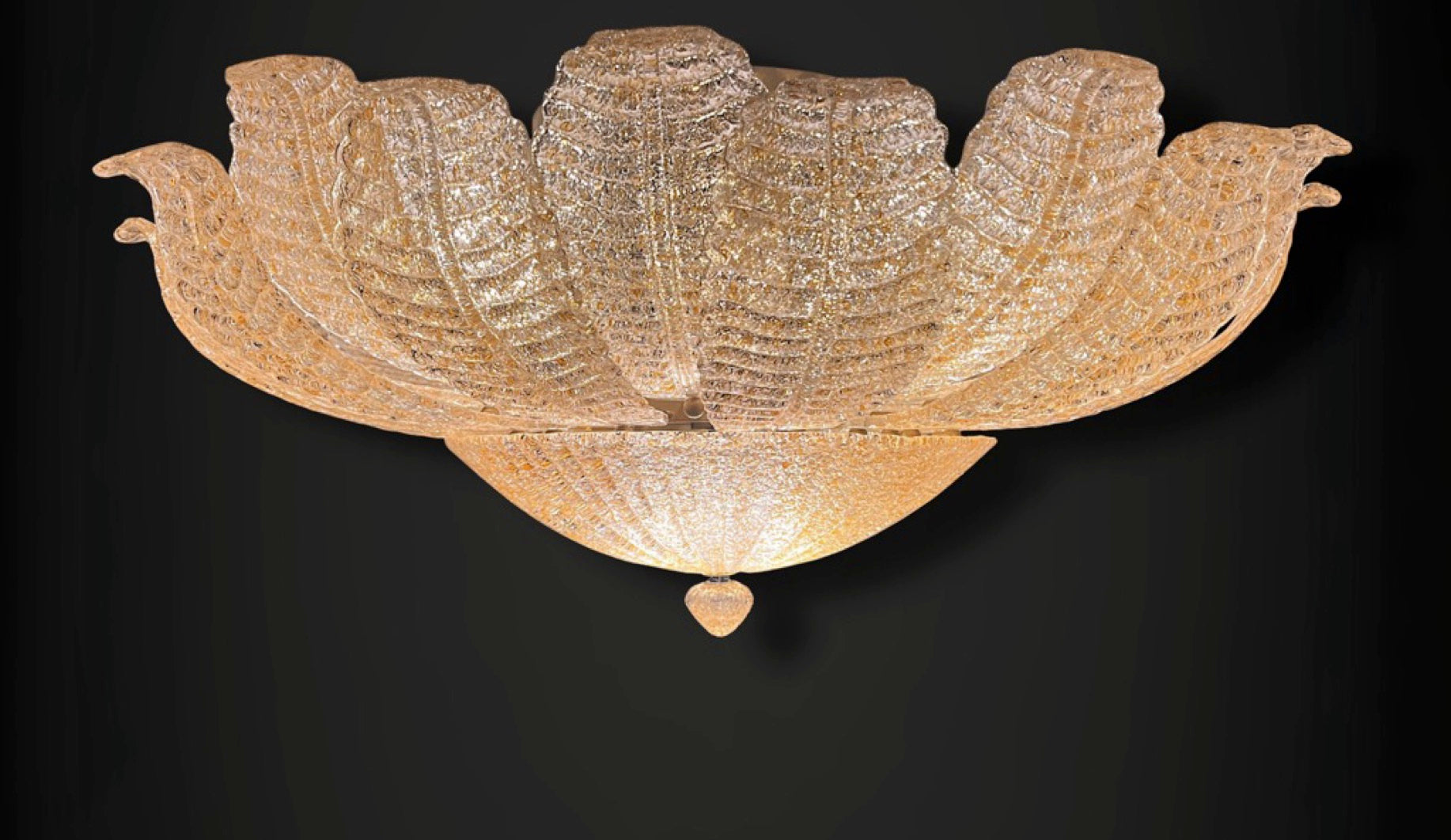Flower Ceiling Lamp – Murano Art Glass – golden powder