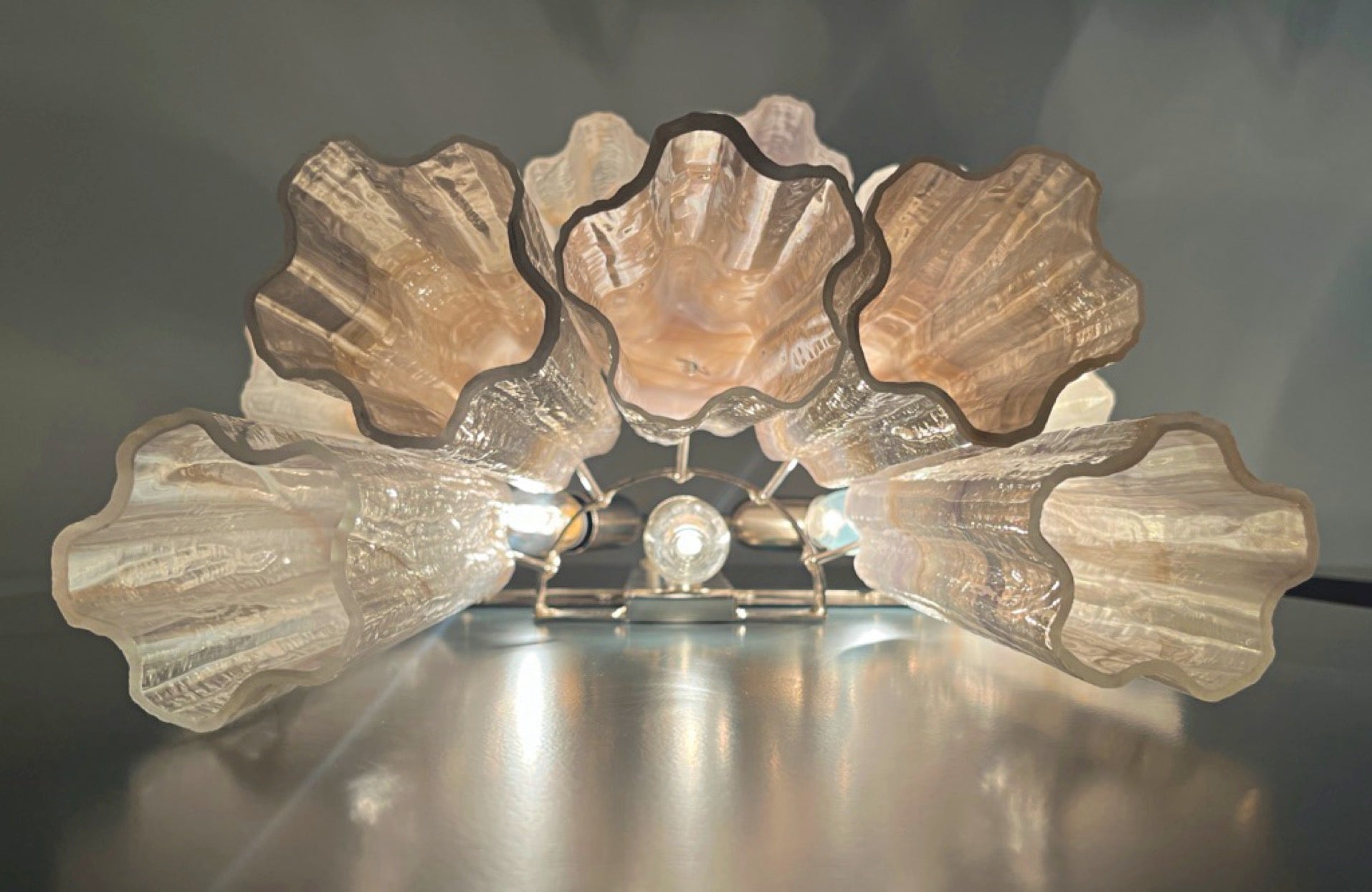 Fantastic pair of Murano Glass Tube wall sconces – 13 wisteria rust alabaster glass tube