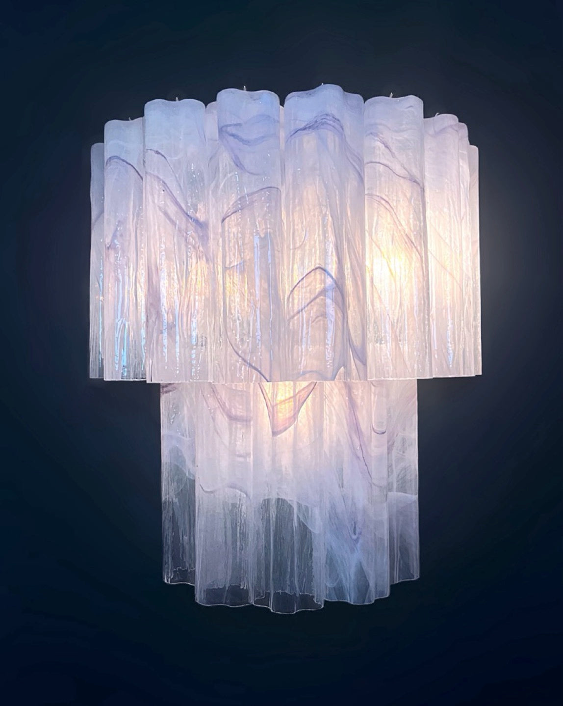 Fantastic pair of Murano Glass Tube wall sconces – 13 lilla alabaster glass tube