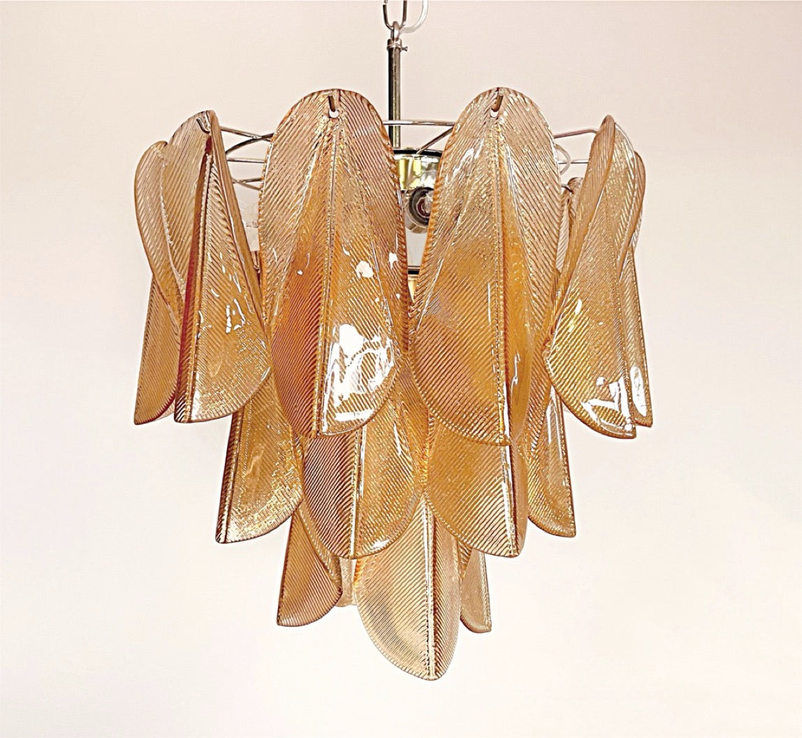Italian vintage Murano chandelier – Mazzega – 23 “rondini” tobacco glass