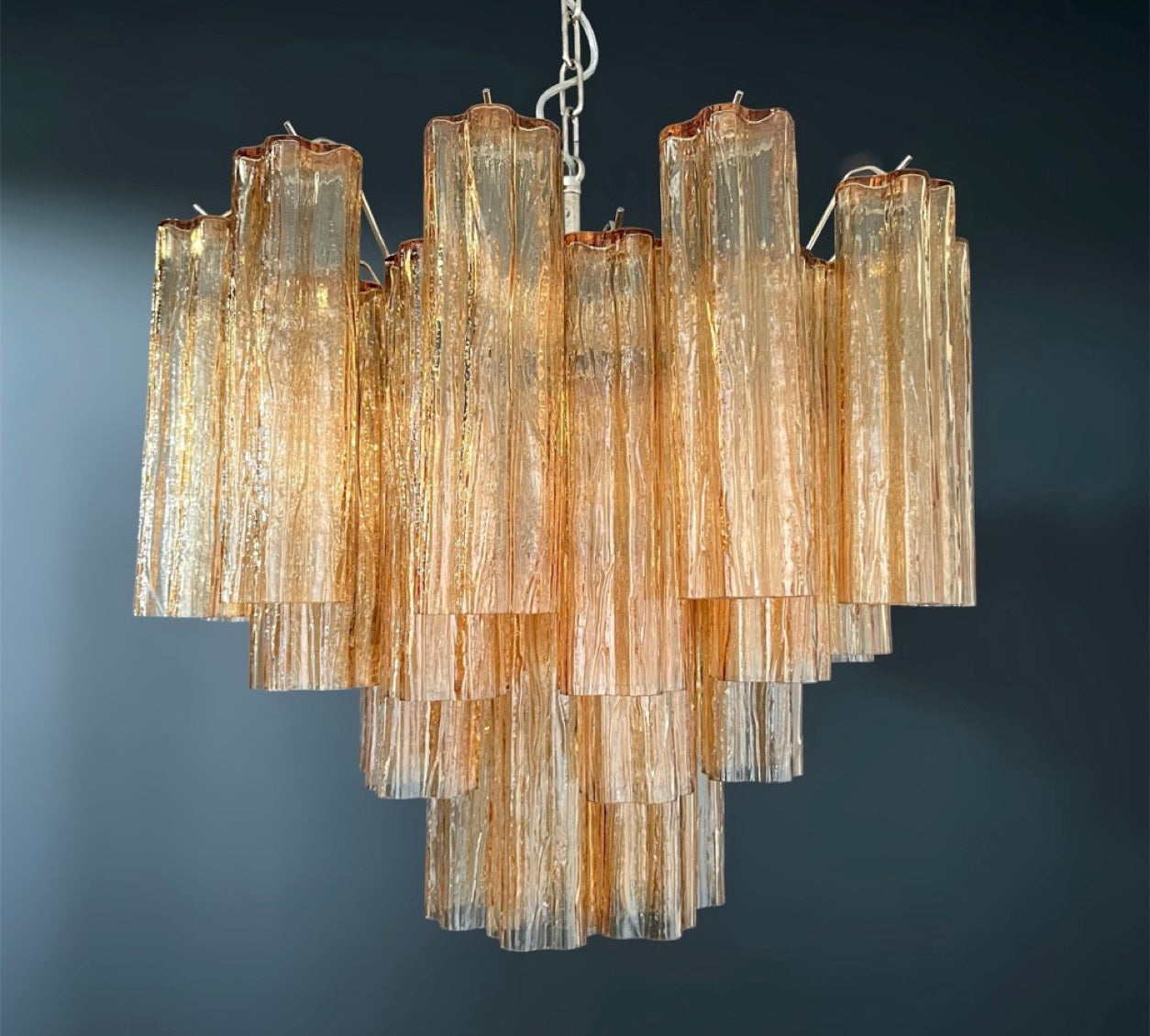 Fantastic Murano Glass Tube Chandelier – 36 tobacco glass tube