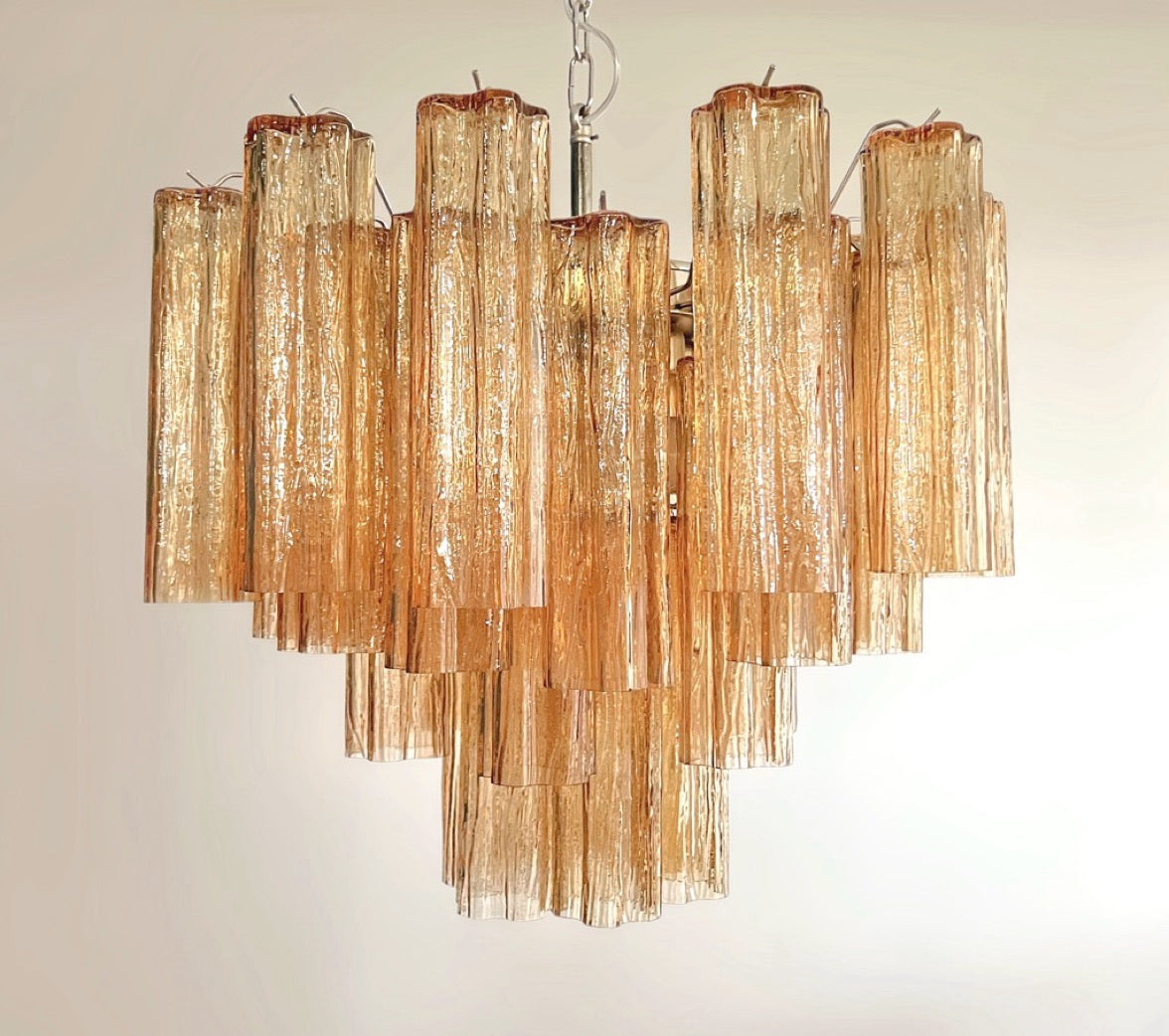 Fantastic Murano Glass Tube Chandelier – 36 tobacco glass tube