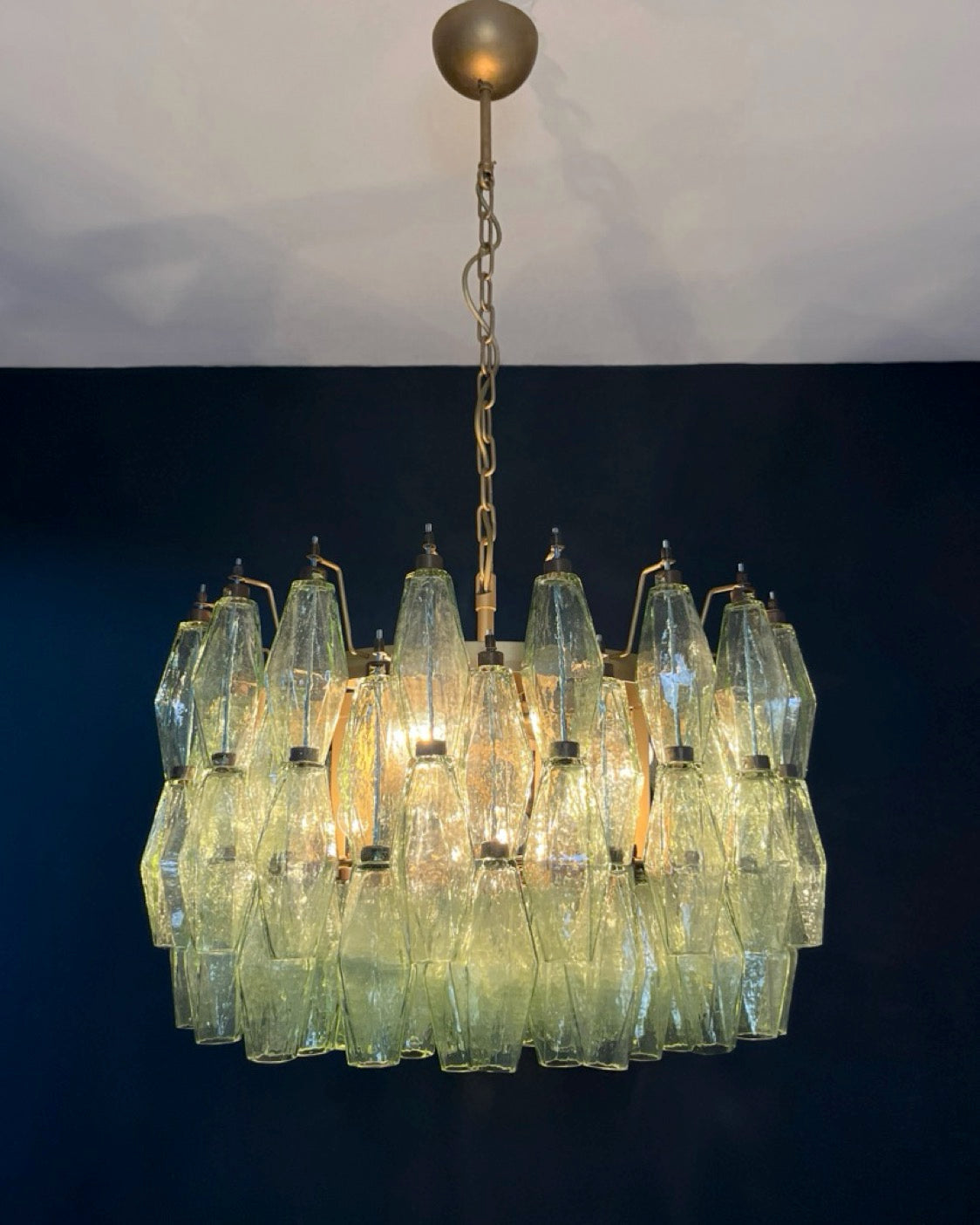 Amazing Murano glass Candelier – 107  green poliedri