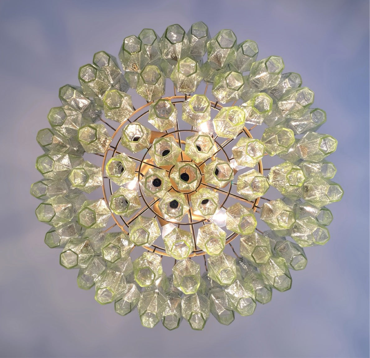 Amazing Murano glass Candelier – 107  green poliedri
