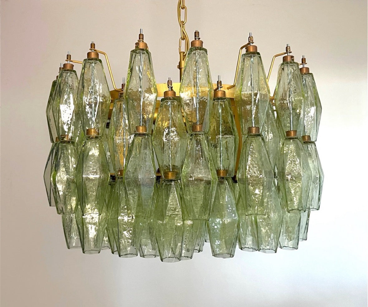 Amazing Murano glass Candelier – 107  green poliedri