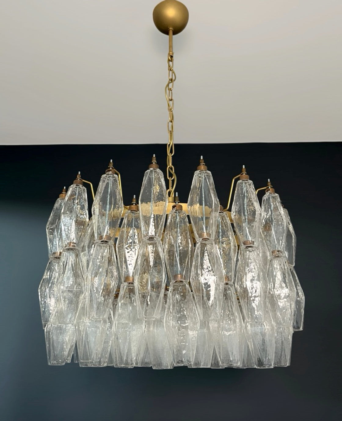 Amazing Murano glass Candelier – 107  clear poliedri