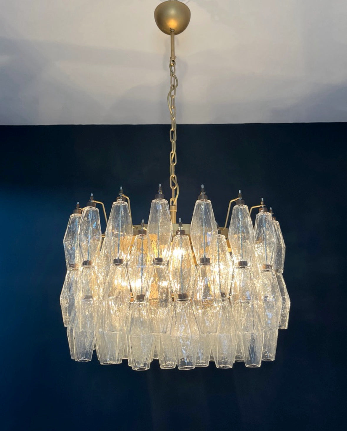 Amazing Murano glass Candelier – 107  clear poliedri