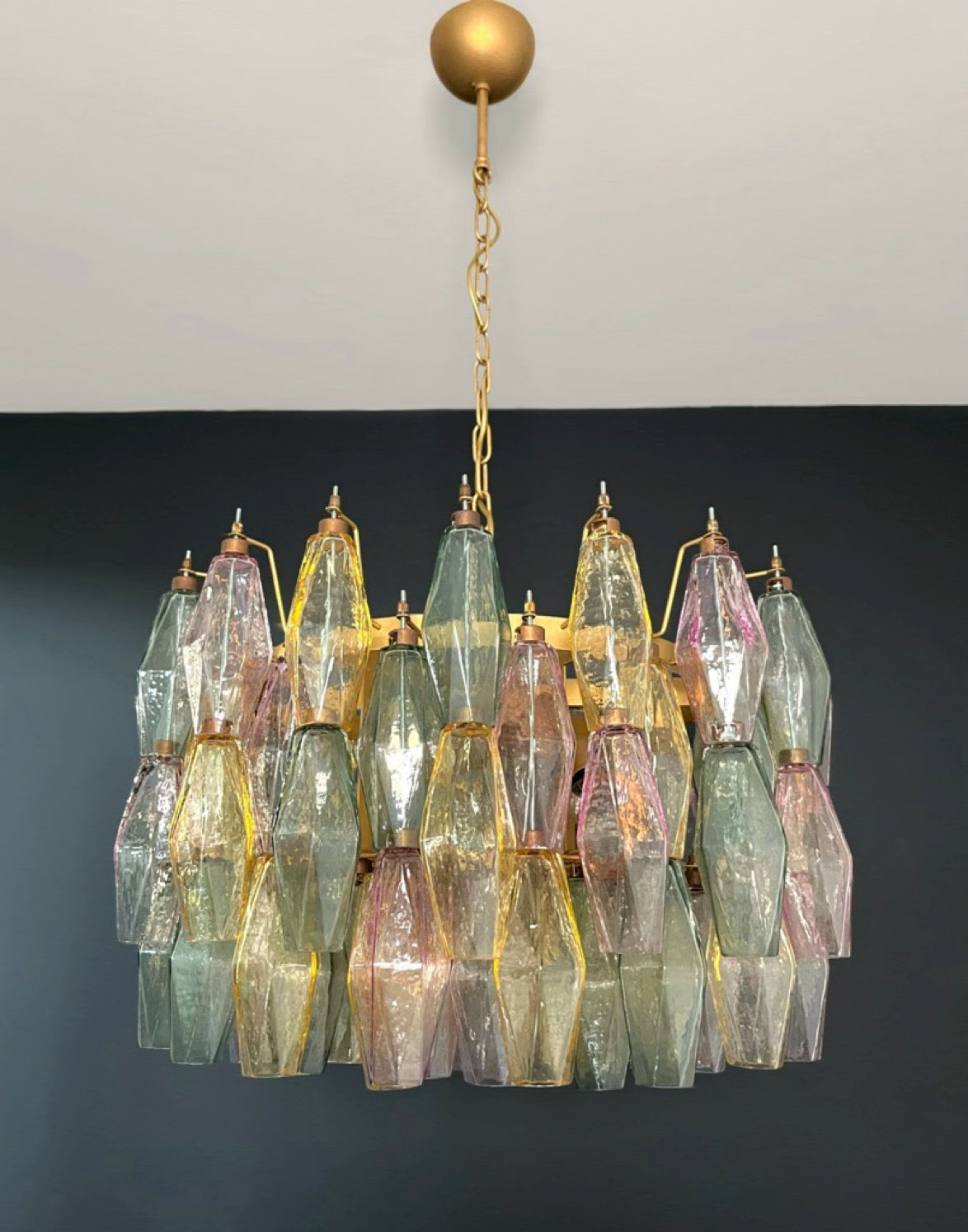 Amazing Murano glass Candelier – 107  multicolored poliedri