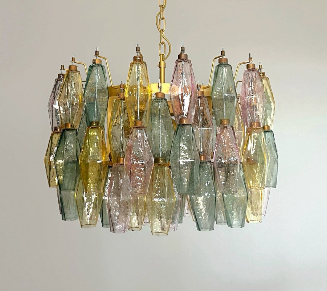 Amazing Murano glass Candelier – 107  multicolored poliedri