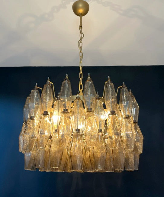 Amazing Murano glass Candelier – 107  smoked poliedri