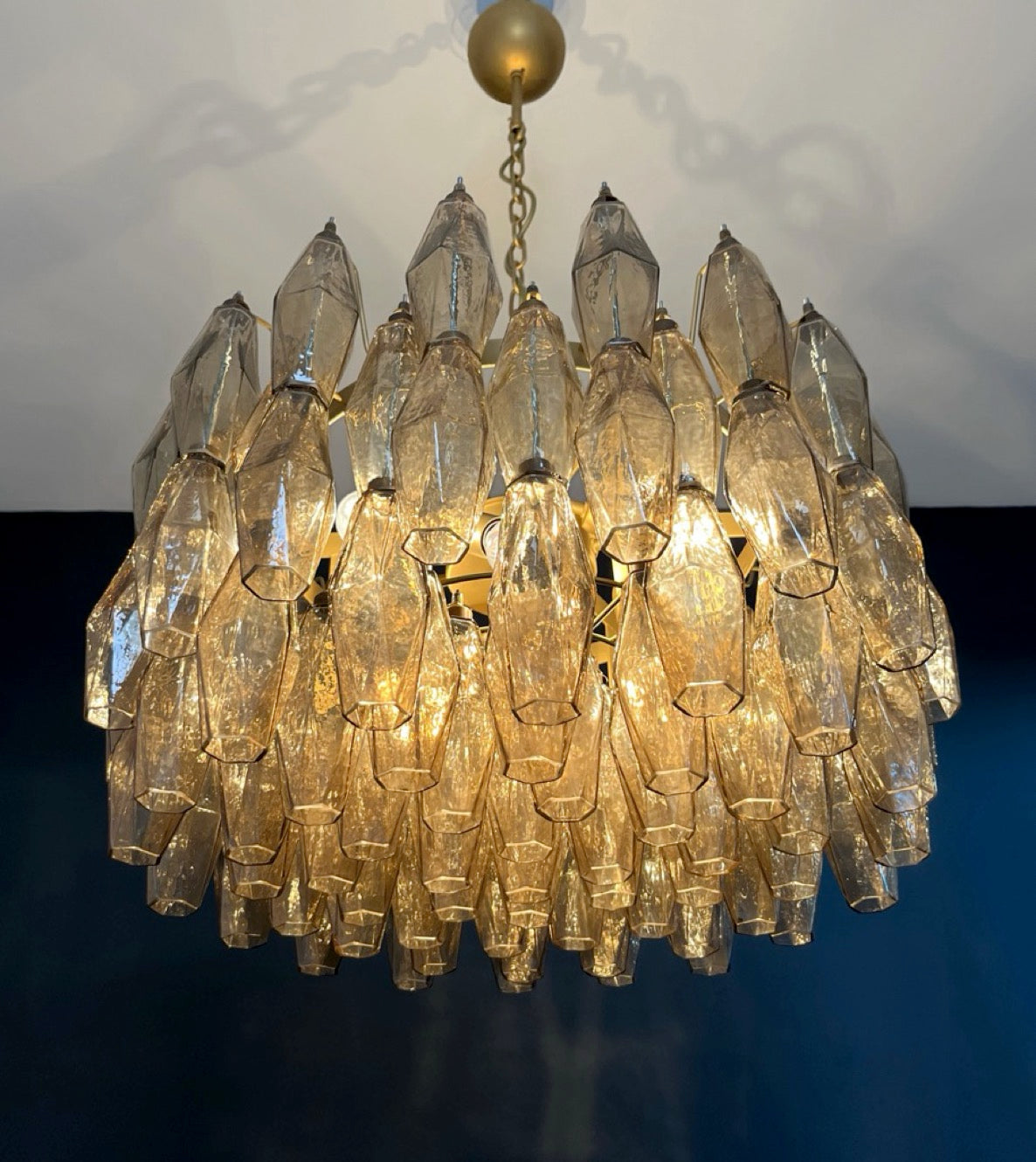 Amazing Murano glass Candelier – 107  smoked poliedri