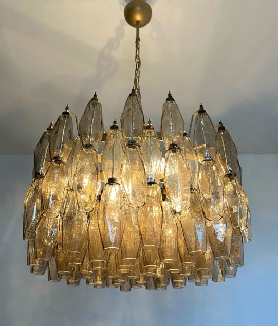 Amazing Murano glass Candelier – 107  smoked poliedri