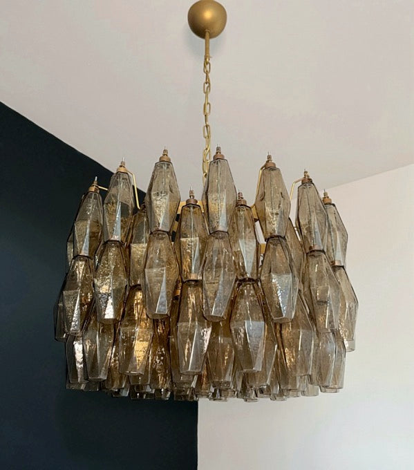 Amazing Murano glass Candelier – 107  smoked poliedri