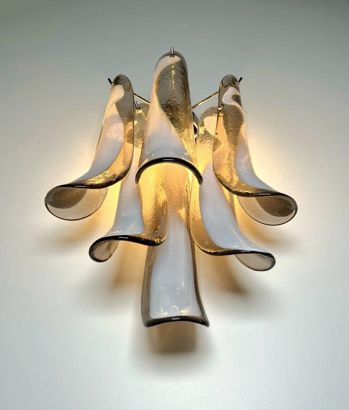 Pair of Vintage Italian Murano wall lights  – smoked glass petals