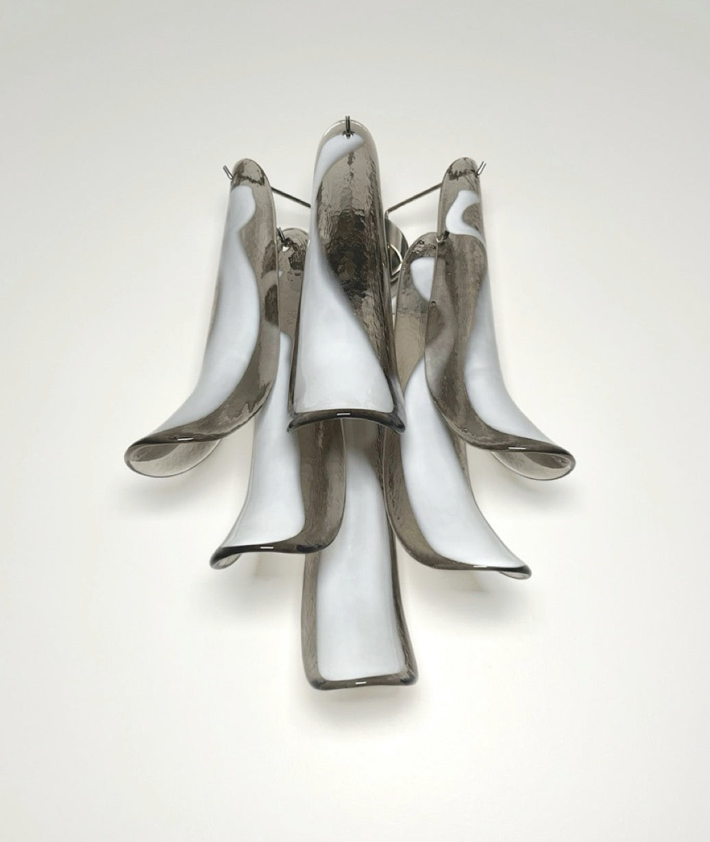 Pair of Vintage Italian Murano wall lights  – smoked glass petals