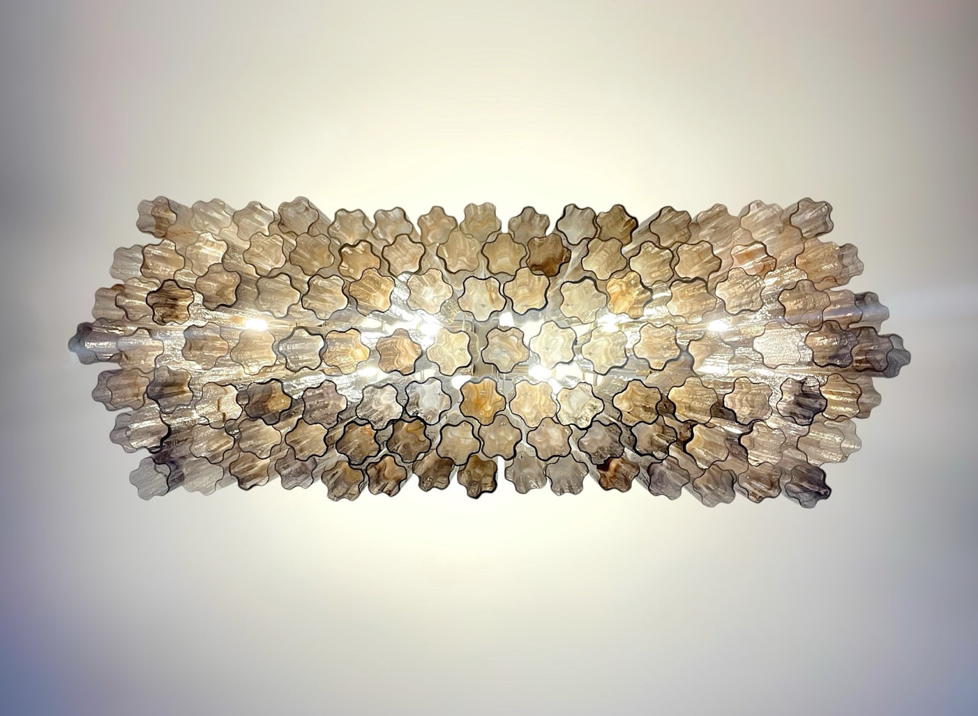 Elegant Murano tube Chandelier – 114 alabaster witeria glasses