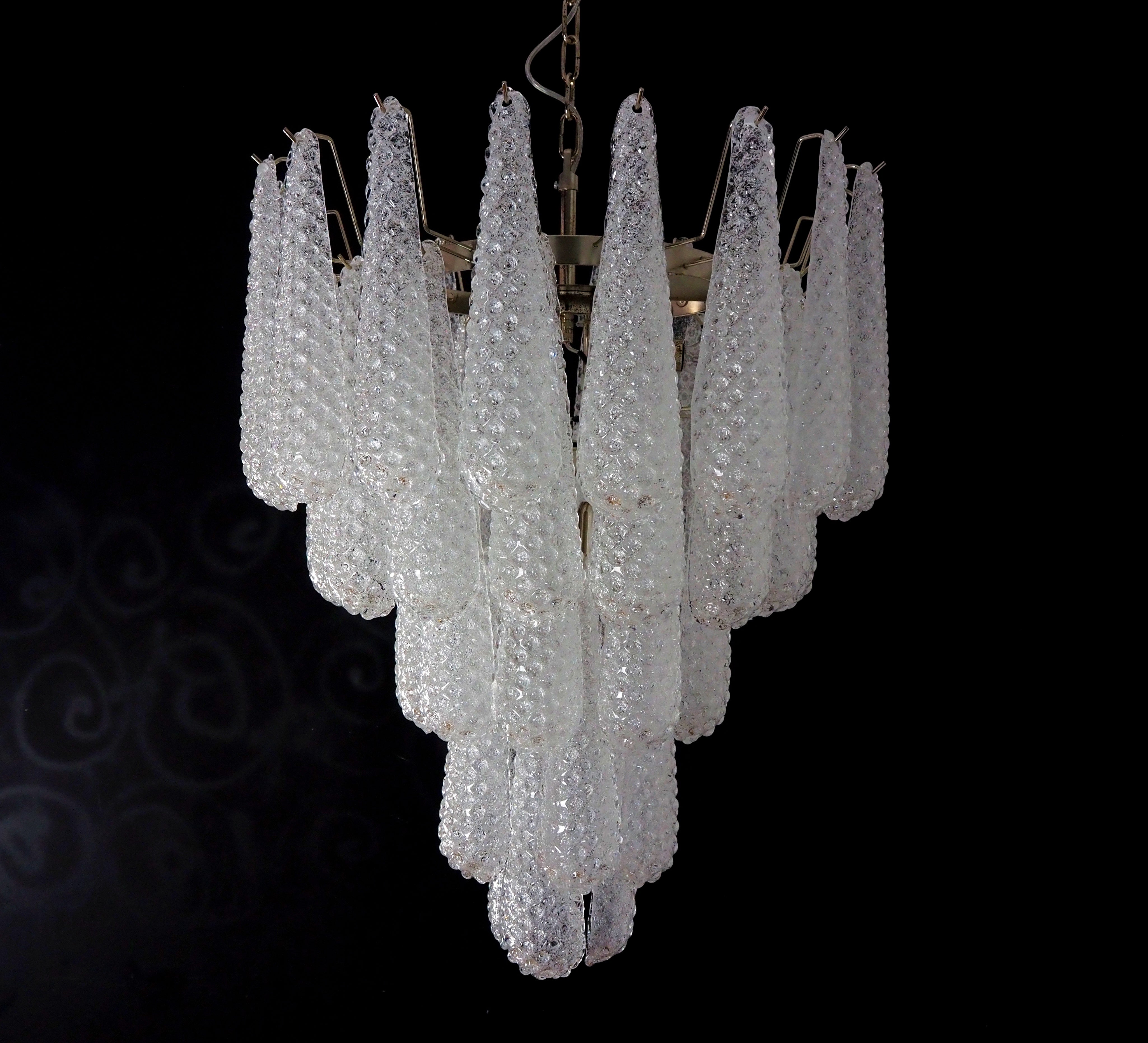 Murano Lysekrone – 52 Klare Dråpeglass – detalj 2 – Murano Classics