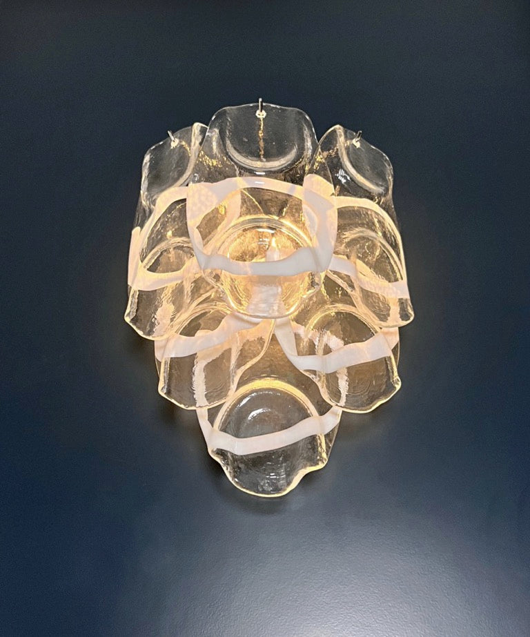 Murano Vegglampe – 6 Hvite Crostoliglass – 2 stk – detalj 3 – Murano Classics