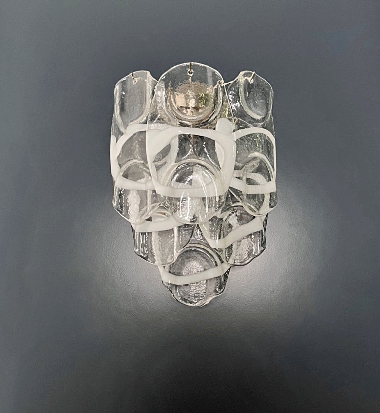 Murano Vegglampe – 6 Hvite Crostoliglass – 2 stk – detalj 11 – Murano Classics