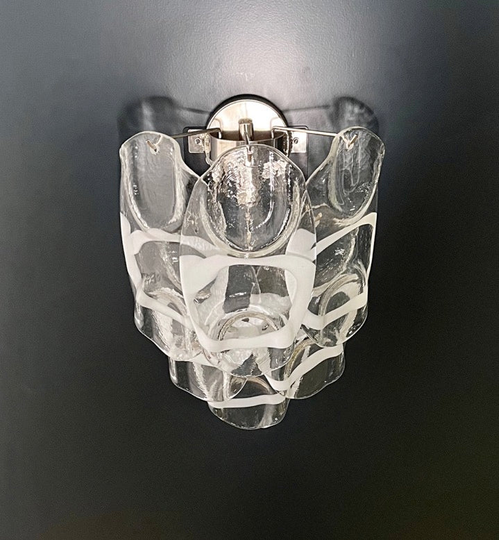 Murano Vegglampe – 6 Hvite Crostoliglass – 2 stk – detalj 9 – Murano Classics
