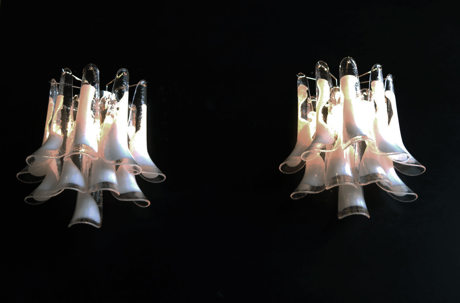 Murano Vegglampe – 10 Hvite Konglebladglass – 2 stk – detalj 5 – Murano Classics