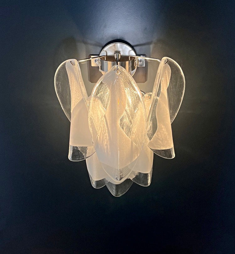Murano Vegglampe – 12 Klare Hvite Rondiniglass – 2 stk – detalj 2 – Murano Classics
