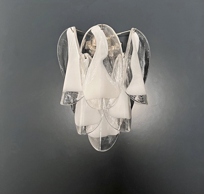 Murano Vegglampe – 12 Klare Hvite Rondiniglass – 2 stk – detalj 9 – Murano Classics