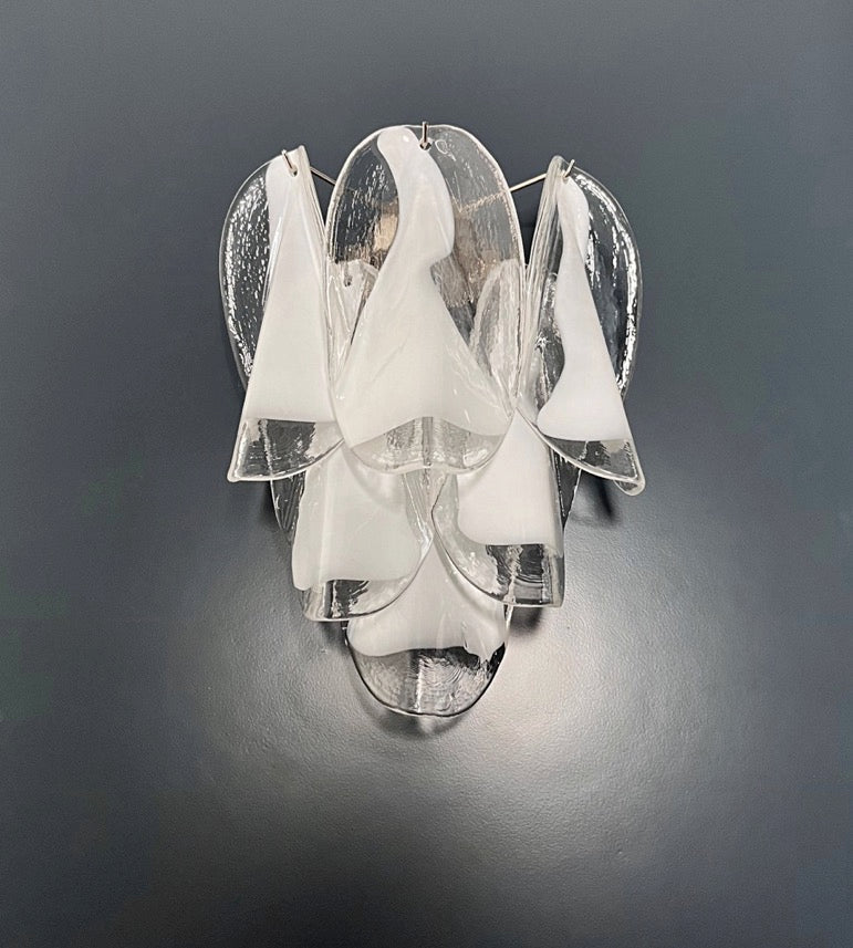 Murano Vegglampe – 12 Klare Hvite Rondiniglass – 2 stk – detalj 8 – Murano Classics