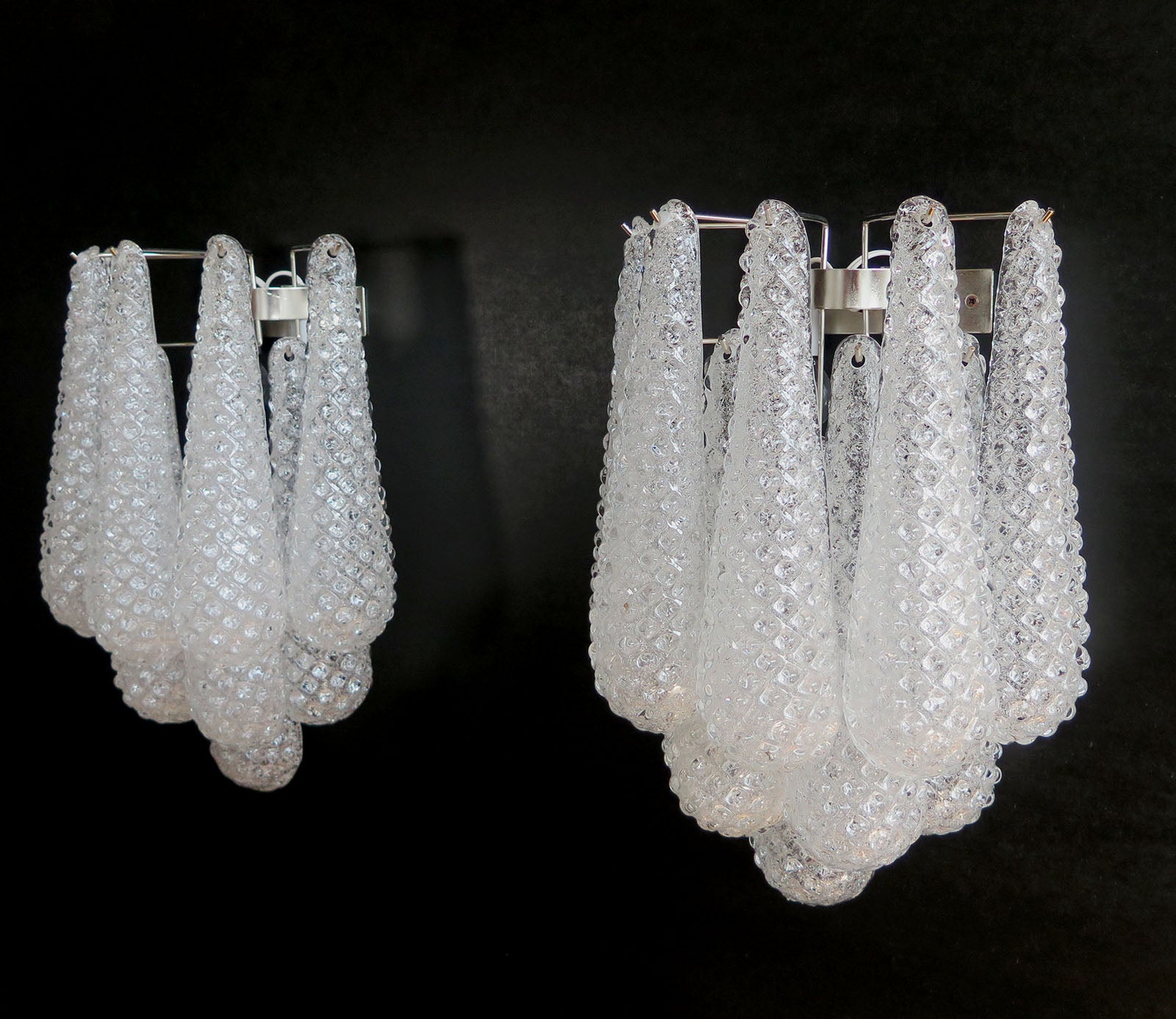 Murano Vegglampe – 10 Klare Dråpeglass – 2 stk – Murano Classics